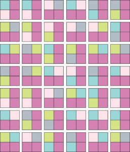 illustration of squares of 2 by 2 pieces in a 6 by 7 pattern to&hellip;